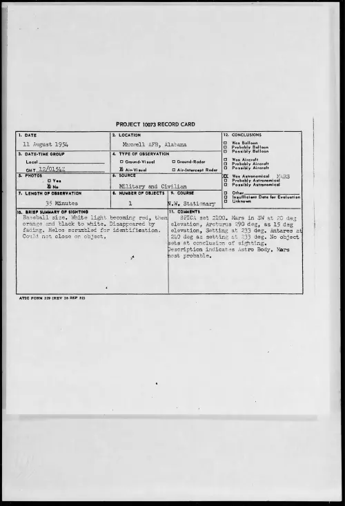 First page of 1954.08 - 8716018 - Maxwell AFB, Alabama