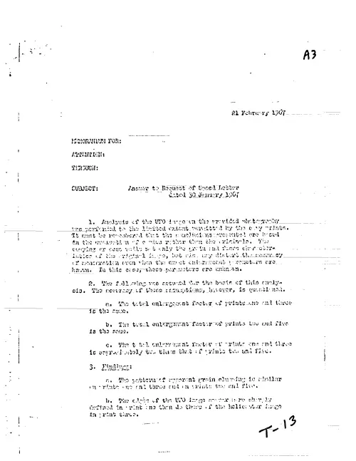 First page of CIAUFO - ANSWER TO REQUEST OF SPEED LETTTER (DELETED) DATED 30 JANUARY 1967