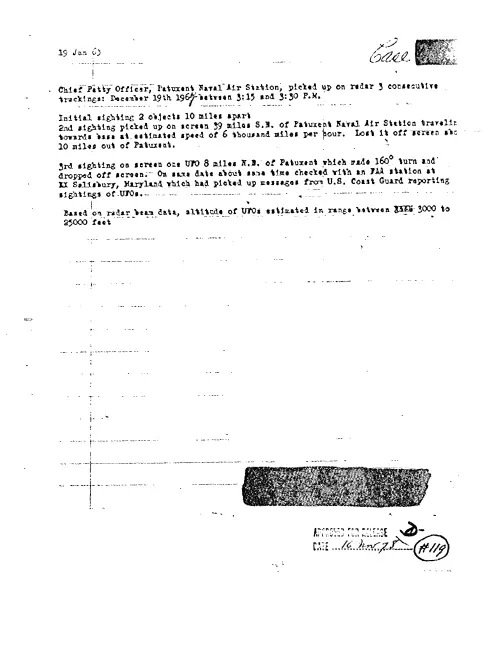 First page of CIAUFO - DISCUSSES 3 CONSECUTIVE TRACKINGS AT PATUXENT NAVAL AIR STATION