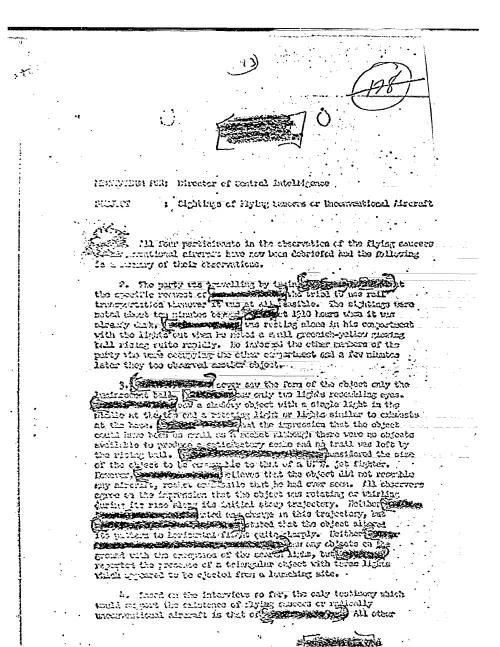 First page of CIAUFO - SIGHTINGS OF FLYING SAUCERS OR UNCONVENTIONAL AIRCRAFT