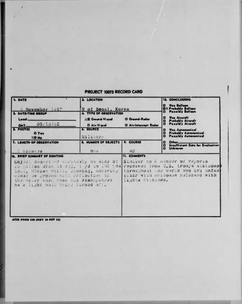 First page of 1957.11 - 6778704 - N Of Seoul, Korea