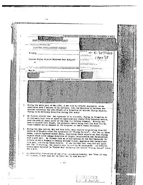 First page of CIAUFO - UNKNOWN FLYING OBJECTS OBSERVED OVER BUDAPEST