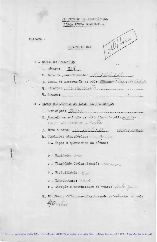 First page of BrazilianUFOFiles - CASO SIOANI 15 Caso SIOANI 015
