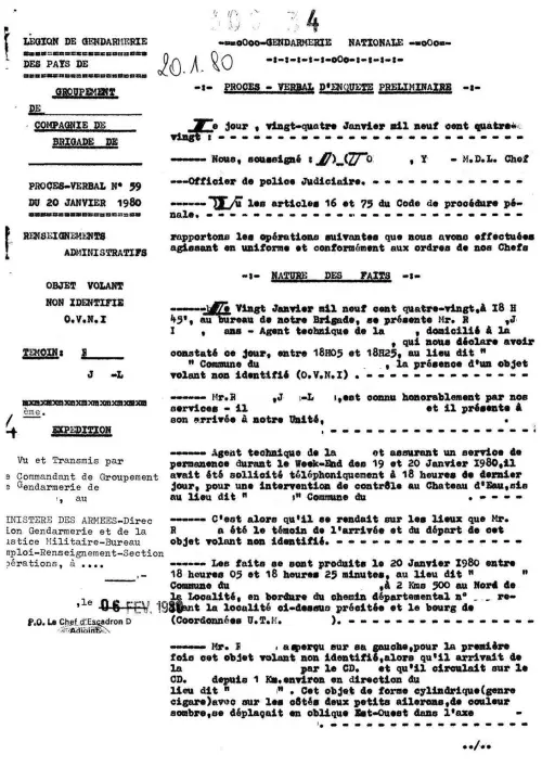 First page of FrenchUFOFiles - 1980308600-59-1980-R
