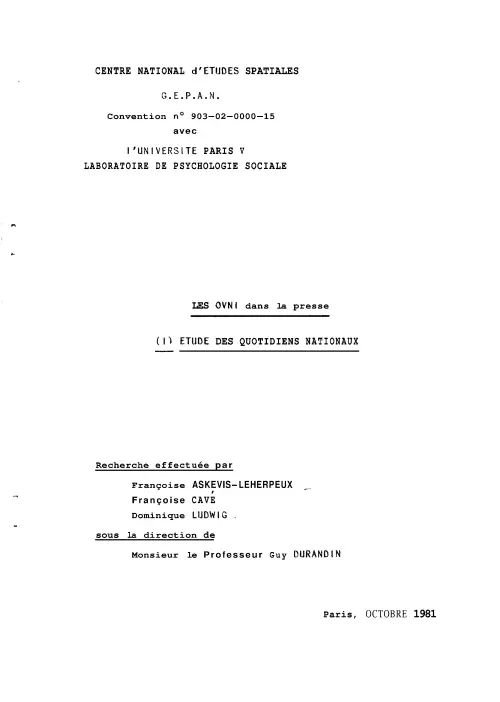 First page of FrenchUFOFiles - Etude_psycho_1981_2