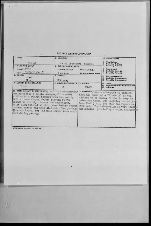 First page of 1961.01 - 8613764 - SW of Stuttgart, Germany