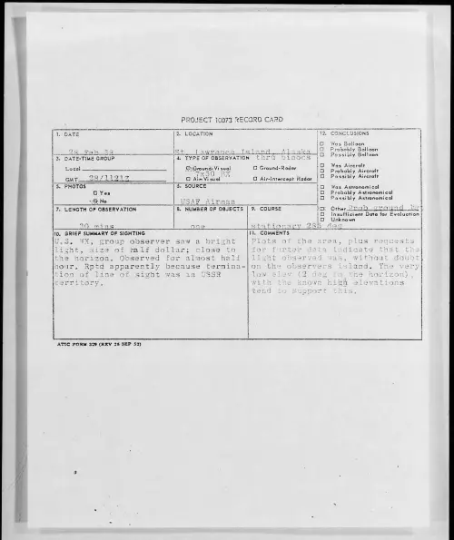 First page of 1958.02 - 6962090 - St. Lawrence Island, Alaska