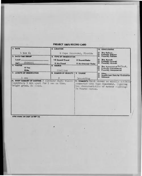 First page of 1961-11-8696071-NCapeCanaveral-Florida