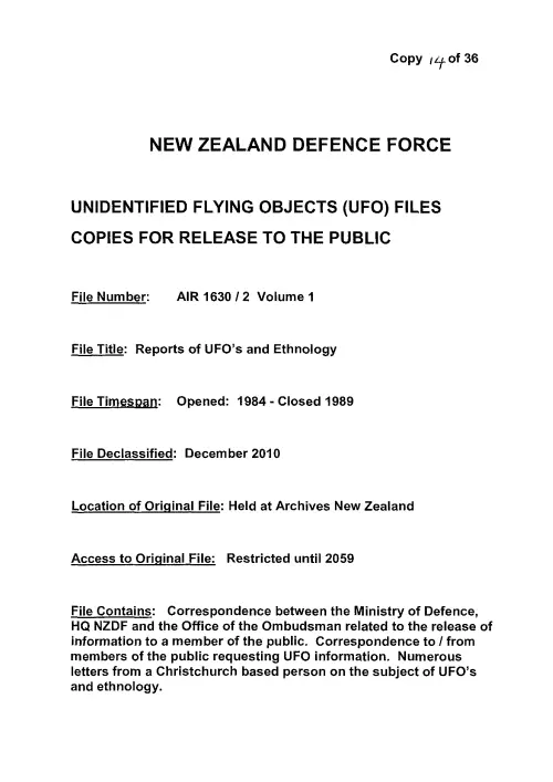 First page of NewZealandUFO - AIR-1630-2-Volume-1-1984-1989