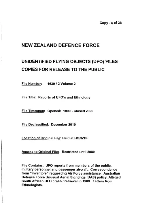 First page of NewZealandUFO - AIR-1630-2-Volume-2-1990-2009