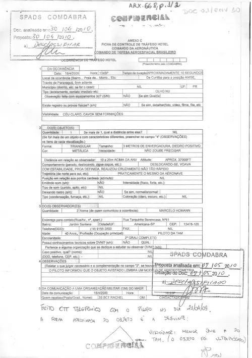 First page of BrazilianUFOFiles - BR_AN_BSB_ARX_668 BR_AN_BSB_ARX_668