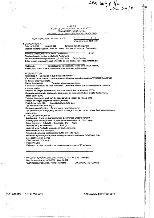First page of BrazilianUFOFiles - BR_AN_BSB_ARX_667 BR_AN_BSB_ARX_667