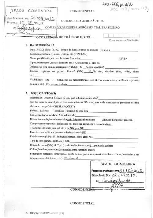 First page of BrazilianUFOFiles - BR_AN_BSB_ARX_666 BR_AN_BSB_ARX_666