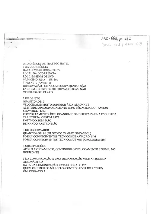 First page of BrazilianUFOFiles - BR_AN_BSB_ARX_665 BR_AN_BSB_ARX_665