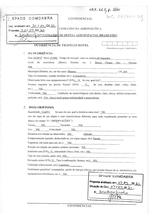 First page of BrazilianUFOFiles - BR_AN_BSB_ARX_661 BR_AN_BSB_ARX_661