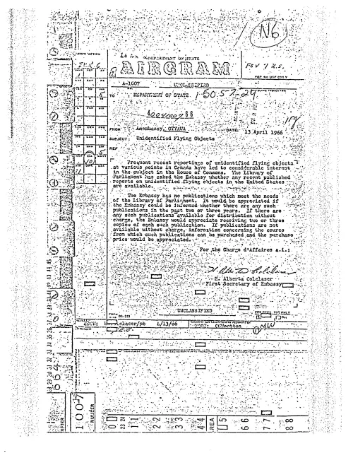 First page of NSAUFO - DOS Airgram Subject UFOs v1
