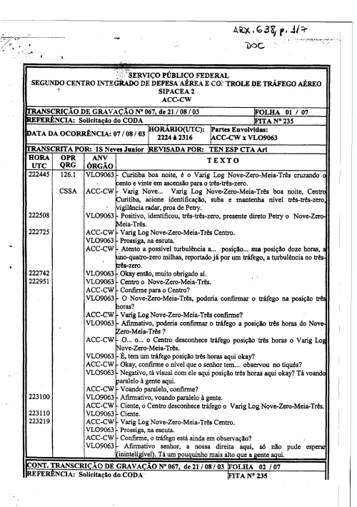 First page of BrazilianUFOFiles - BR_AN_BSB_ARX_638 BR_AN_BSB_ARX_638