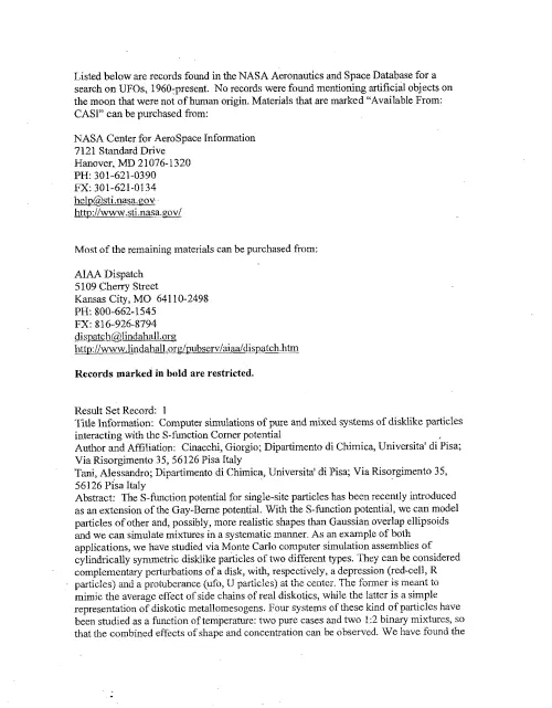 First page of ufodocsnasa
