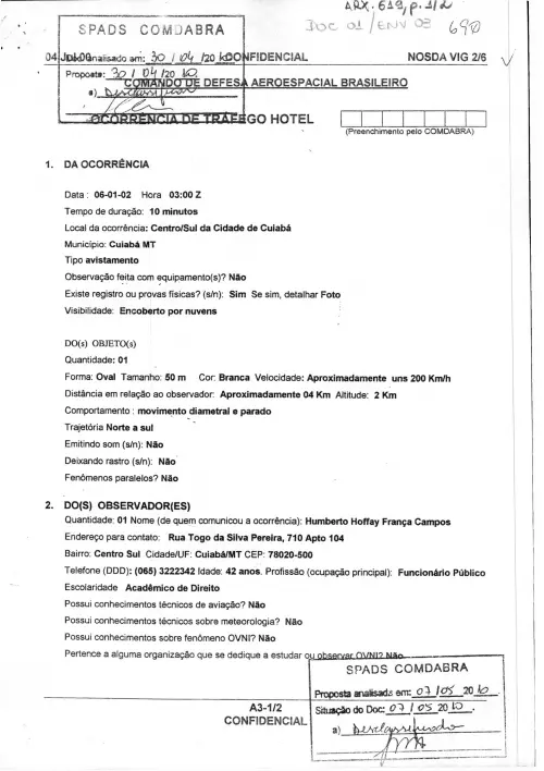 First page of BrazilianUFOFiles - BR_AN_BSB_ARX_619 BR_AN_BSB_ARX_619