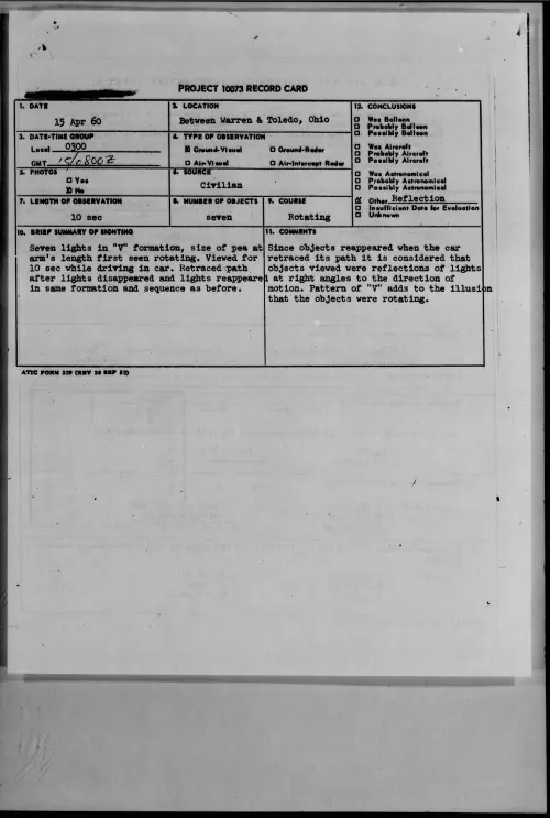 First page of 1960.04 - 7812061 - Between Warren and Toledo, Ohio