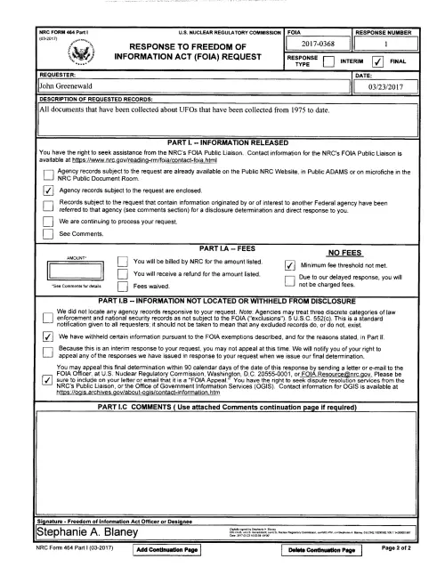 First page of NRCUFOFiles - FOIA-2017-0368-NRC-UFO