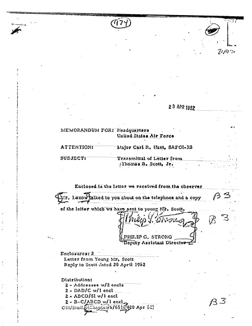 First page of CIAUFO - TRANSMITTAL OF LETTER FROM THOMAS B. SCOTT, JR