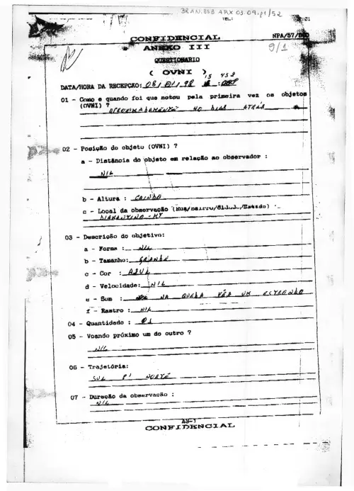 First page of BrazilianUFOFiles - BR_AN_BSB_ARX_003_009 BR_AN_BSB_ARX_003_009