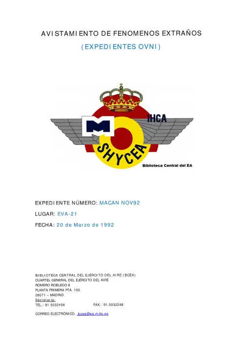 First page of SpanishUFOFiles - 1992-03-20_avistamiento_en_canarias