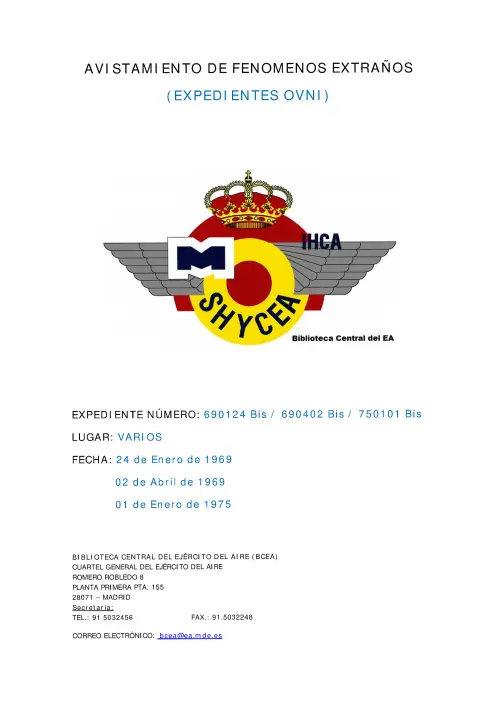 First page of SpanishUFOFiles - 1969-01-24_-_(1969-04-02)_-_(1975-01-01)_avistamiento_en_varios