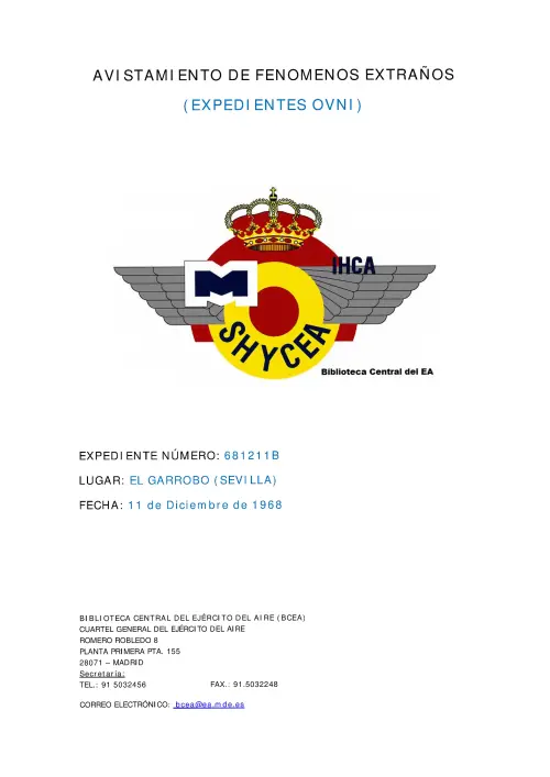 First page of SpanishUFOFiles - 1968-12-11_avistamiento_en_el_garrobo_(sevilla)
