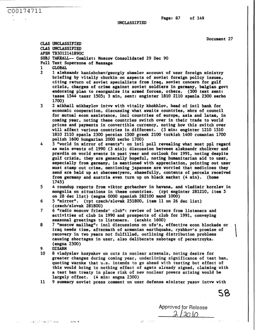 First page of CIAsX-Files-2015UFORelease - COMLIST: MOSCOW CONSOLIDATED 29 DEC 90 DOC_0005516661