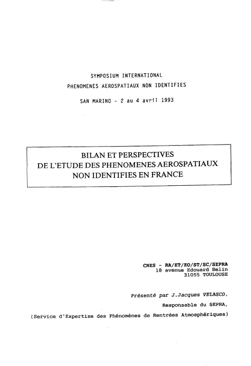 First page of FrenchUFOFiles - symposium_san_marino