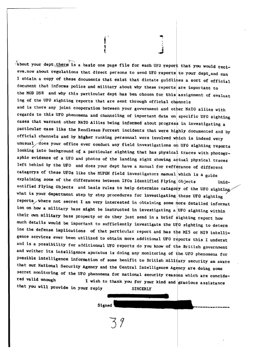 First page of BritishUFOFiles - MOD Rendelsham 2