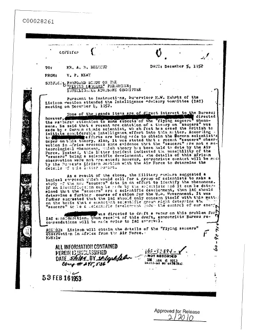 First page of CIAsX-Files-2015UFORelease - PROPOSED STUDY ON THE "FLYING SAUCERS" PHENOMENA DOC_0005516214