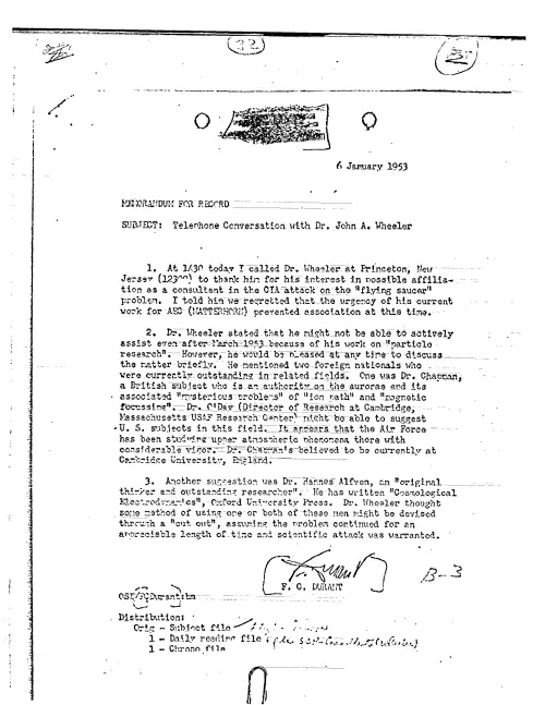 First page of CIAUFO - TELEPHONE CONVERSATION WITH DR. JOHN A. WHEELER