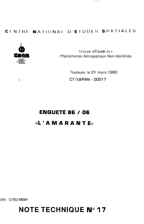 First page of FrenchUFOFiles - nt17_enquete_86_06
