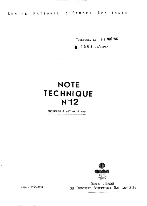 First page of FrenchUFOFiles - nt12_enquetes_81_07_et_81_09