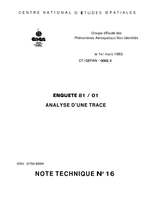 First page of FrenchUFOFiles - Note_techn_16_R