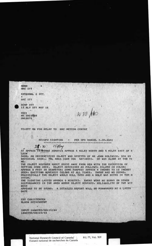 First page of CanadaUFO - Canada - FOIA Part 16 - Pages 4501-4800
