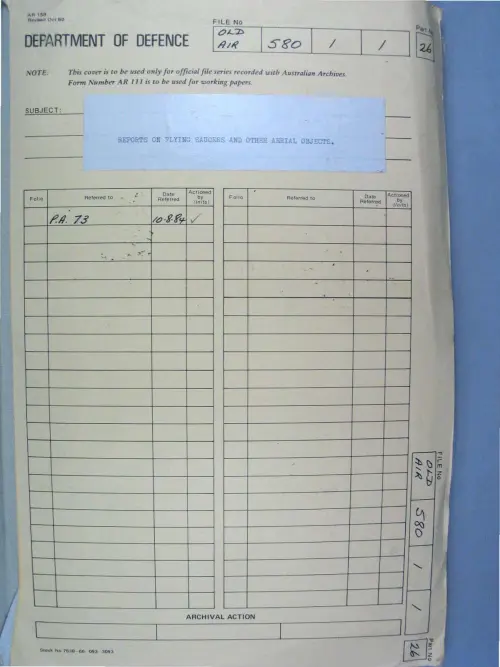 First page of AustralianUFOFiles - A703_580-1-1_Part 26_646585