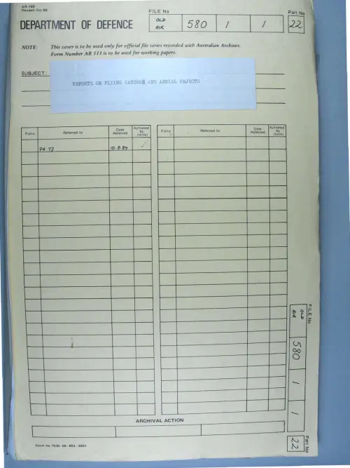 First page of AustralianUFOFiles - A703_580-1-1_Part 22_646580