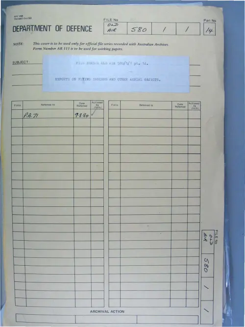 First page of AustralianUFOFiles - A703_580-1-1_Part 14_646566
