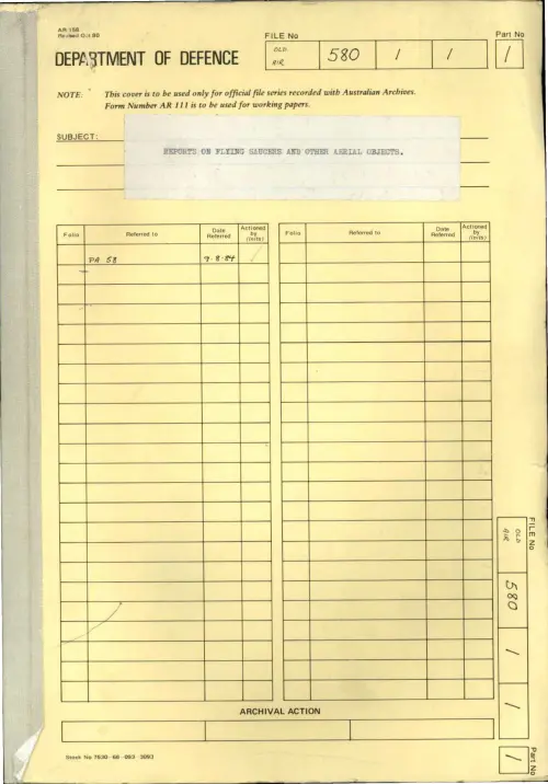 First page of AustralianUFOFiles - A703_580-1-1_Part 1_645649