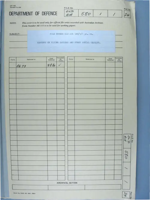 First page of AustralianUFOFiles - A703_580-1-1_Part 24_646583