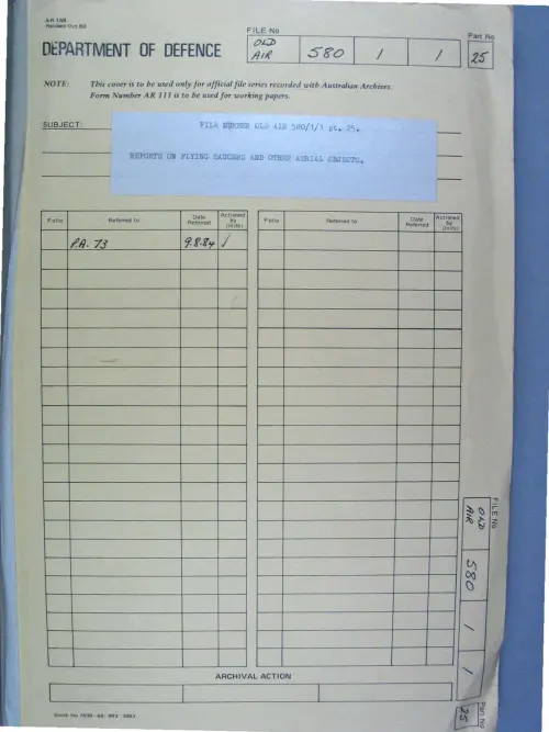 First page of AustralianUFOFiles - A703_580-1-1_Part 25_646584