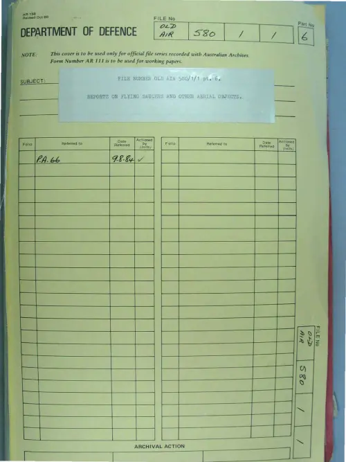 First page of AustralianUFOFiles - A703_580-1-1_Part 6_646545
