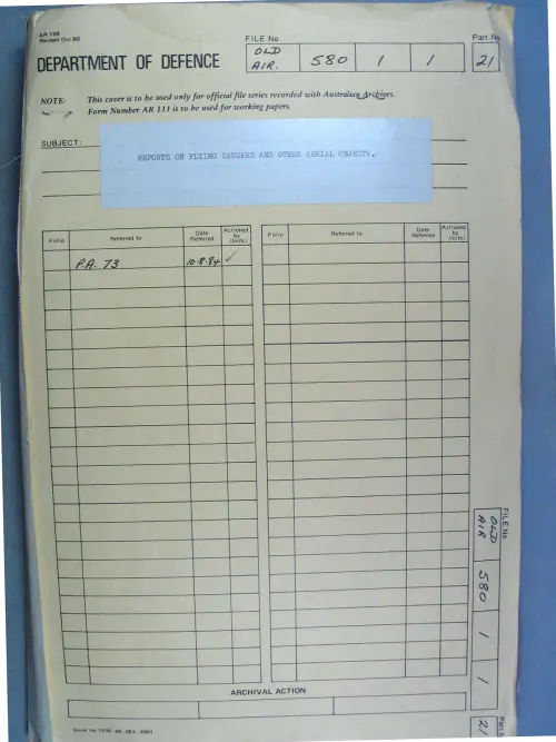 First page of AustralianUFOFiles - A703_580-1-1_Part 21_646579