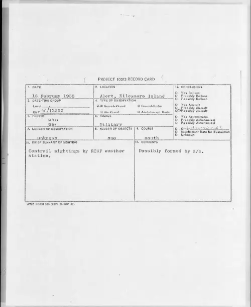 First page of 1955.02 - 6969233 - Alert, Ellesmere Island