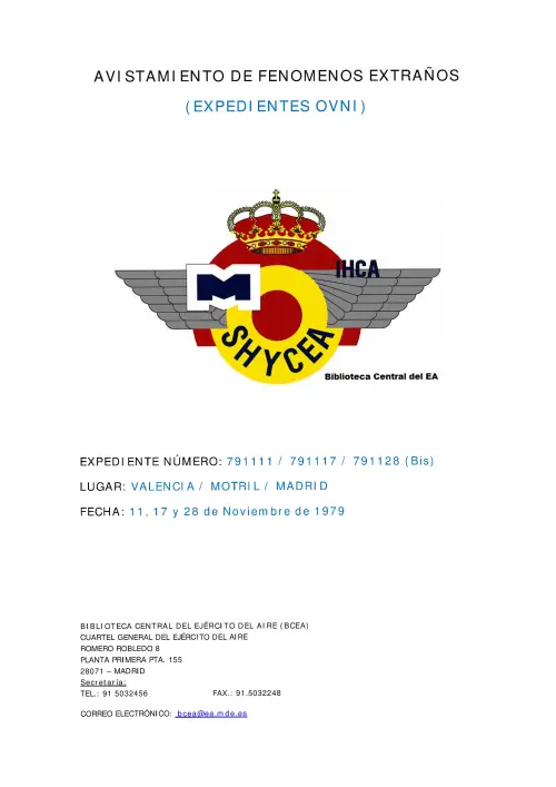 First page of SpanishUFOFiles - 1979-11-11-17-28_avistamiento_en_valencia-motril-madrid-ii