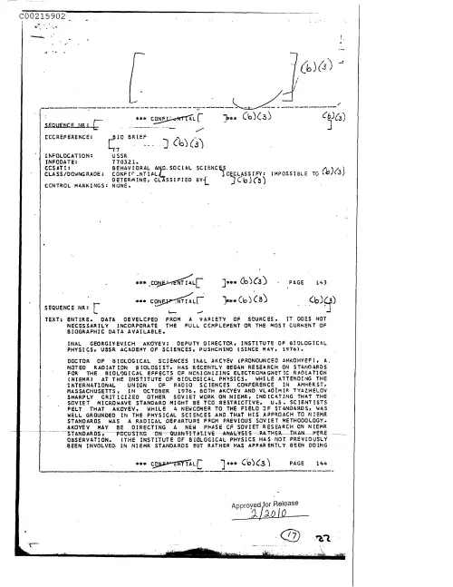 First page of CIAsX-Files-2015UFORelease - BIO BRIEF - MILITARY RELATED RESEARCH ON NIEMER SINCE AT LEAST 1972 DOC_0005517733